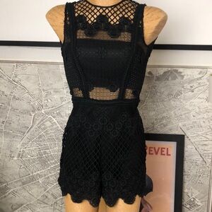 ALEXIS Black Lace Sleeveless Romper Size XS